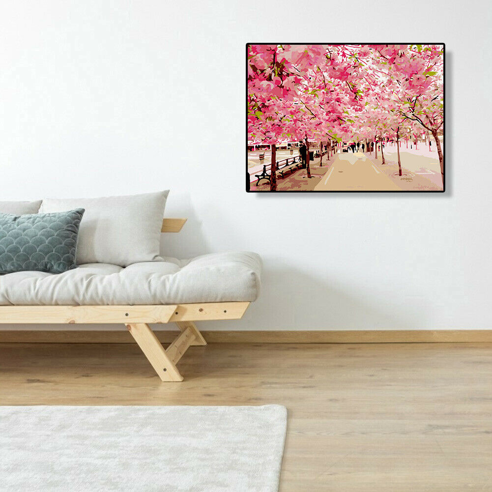 Painting By Numbers Kit DIY Tree Avenue Hand Painted Canvas Oil Art Picture @