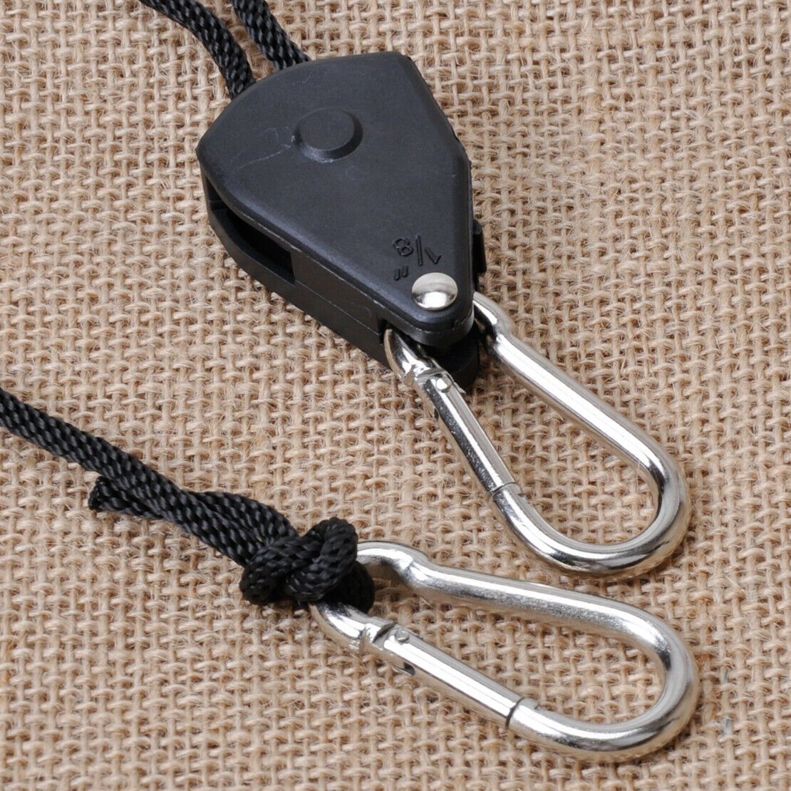 2Pcs 1/8" Hydroponic Adjustable Grow Tent Light Hanger Ratchet Rope Up 150lbs An