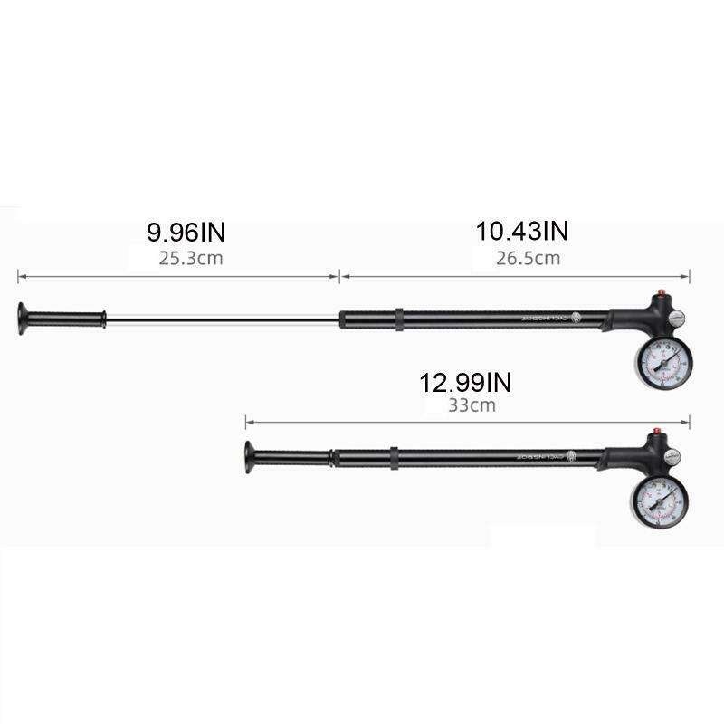 Bicycle Manual Light Front Fork Shock Absorber Rear Pump w/ Tire Pressure Gauge