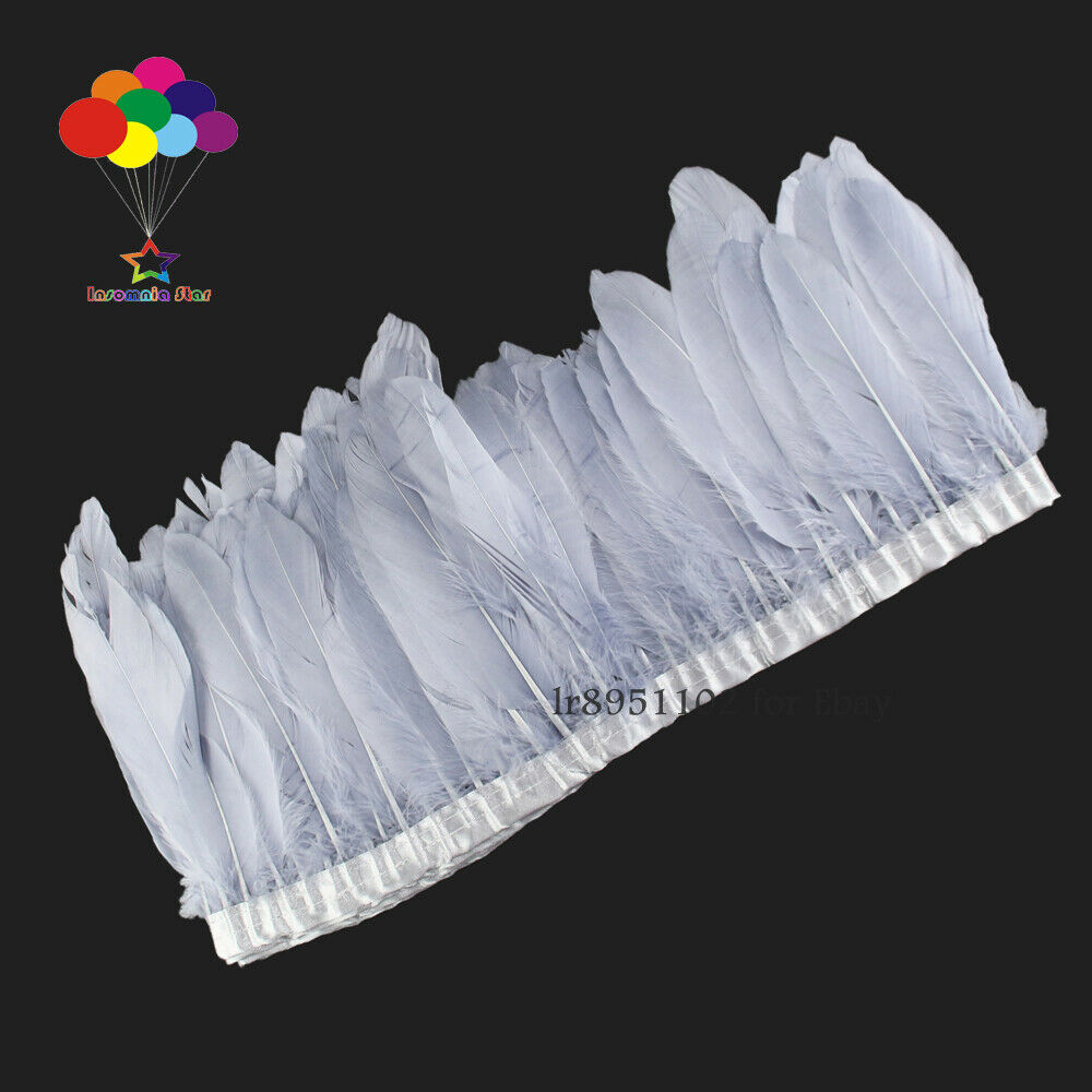 Bleached Snow Light Grey Goose Pallet Parried Feathers Trim Craft Wedding Dress