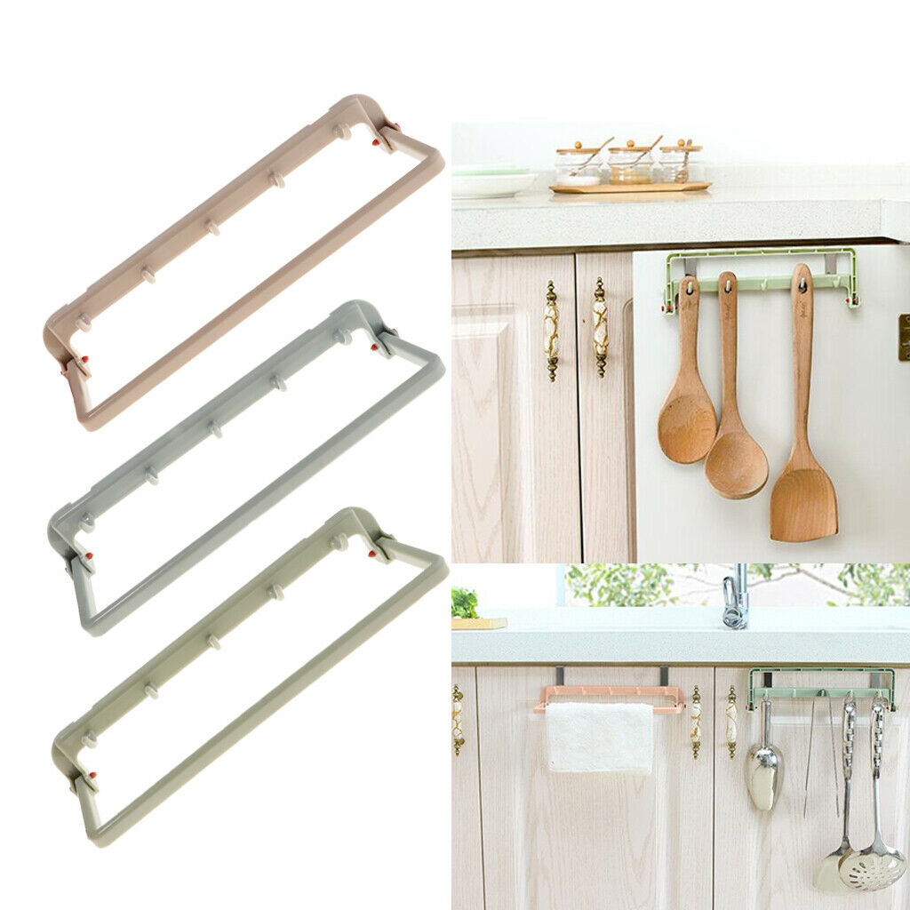 5 Hook Holder Organizer Foldable Kitchen Home Towel Hangers - blue, 24.7X7.5X2cm