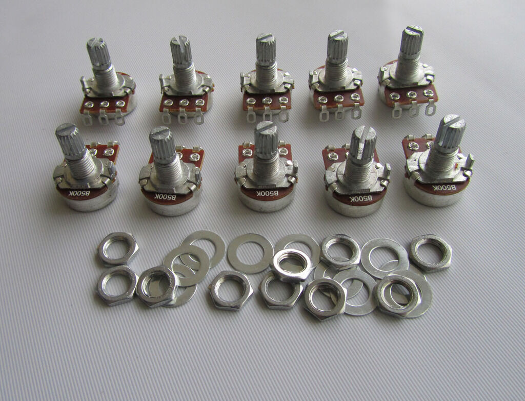 10x Linear 500K Electric Guitar Mini Pots Short Split Shaft Potentiometer B500K