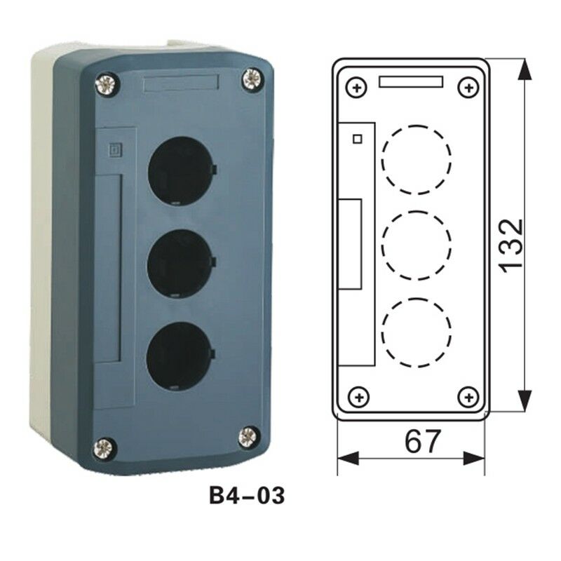 1PCS Push-button Control Box Fit for 22mm Mounting Round Switch Head 3 Location