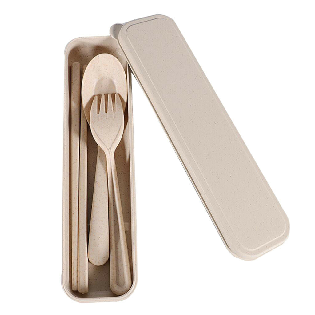 Portable Spoon Fork Chopsticks Set with Case Cutlery for Home Office Travel
