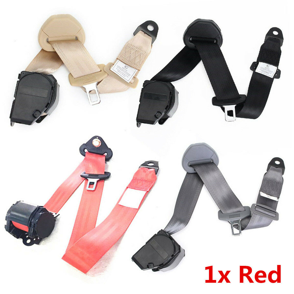 Universal Retractable Car 3 Point Safety Seat Lap & Diagonal Belt Nylon Straps
