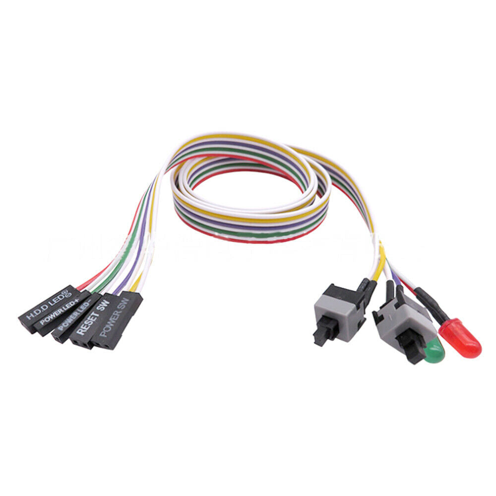 65cm LED Light Computer Motherboard Power Cable PC Power On Off Reset Switch
