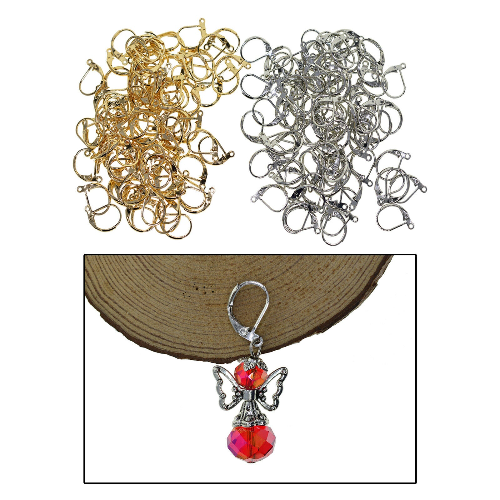 200Pcs Lever Back Earring Hooks French Round Earwires Back Clip DIY Jewelry