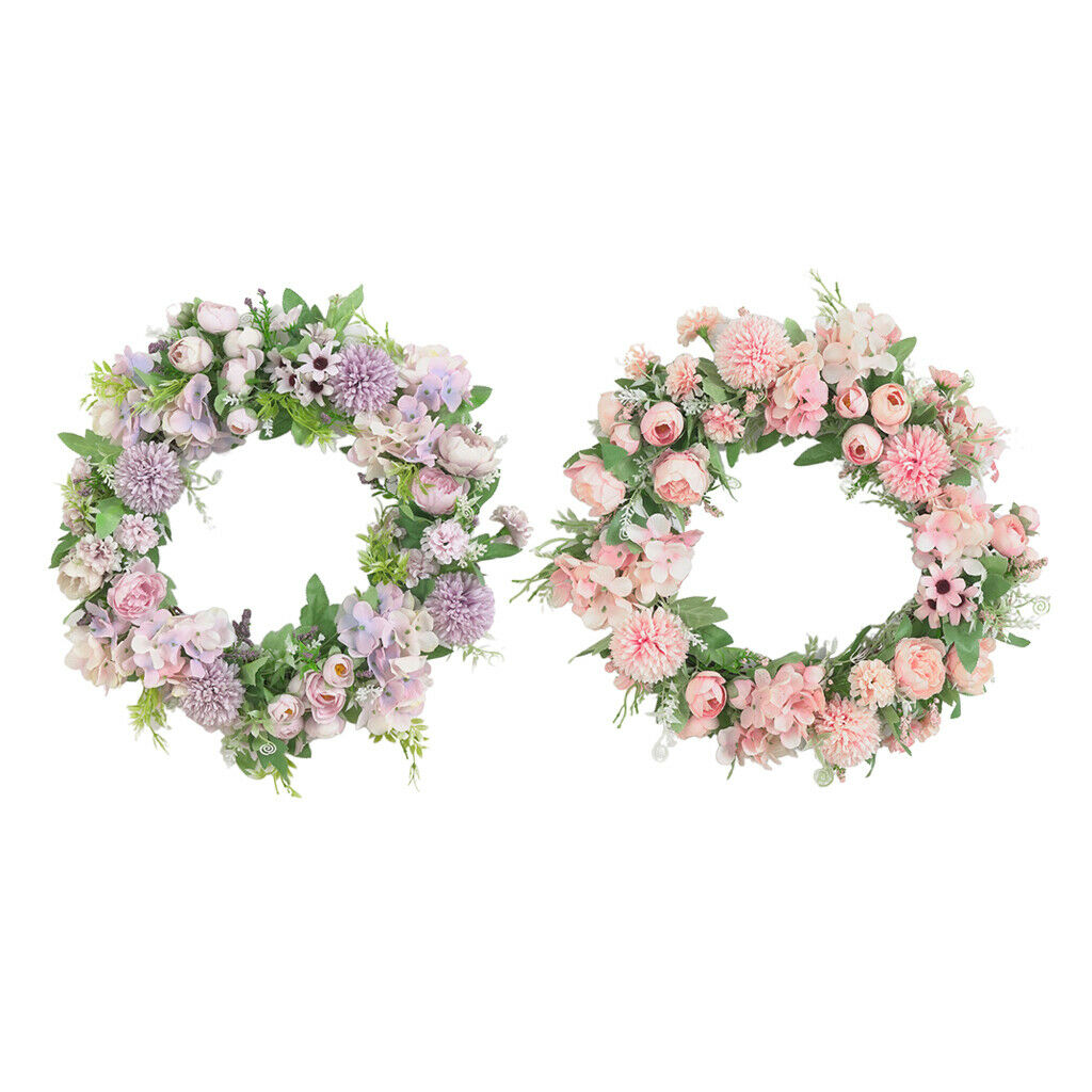 2PC Artificial Wreath 16inch Garland Door Farmhouse Showcase Wedding Decor