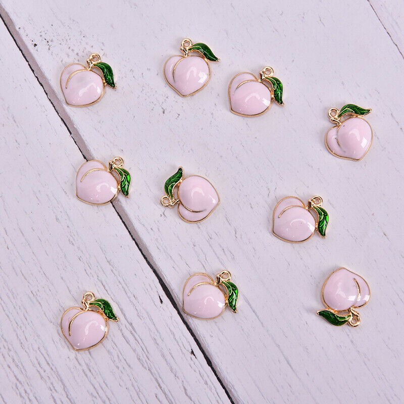10x Fruit Peach Enamel Alloy Charms Pendant DIY Craft Jewelry Findings Gi.l8