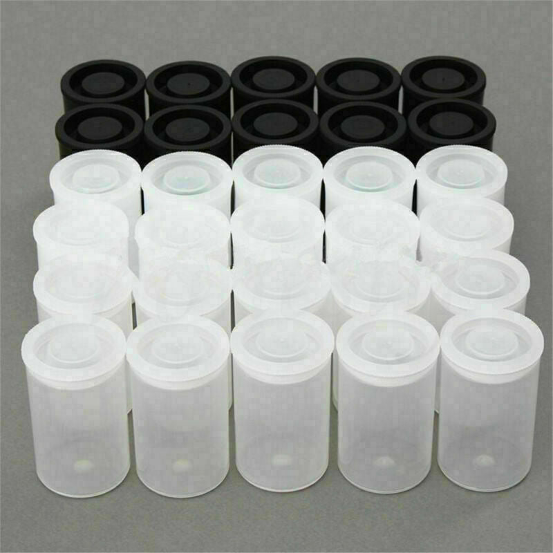 5pcs Plastic Empty Black/White Bottle 35mm Film Cans Canisters Containers