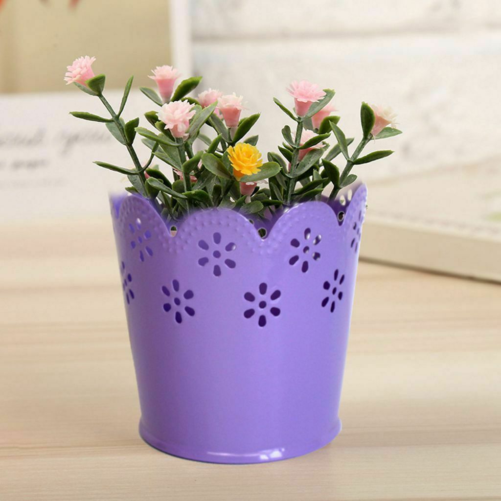 Multi-function Hollow Flower Pencil Holder Metal Desktop Organizer Barrels