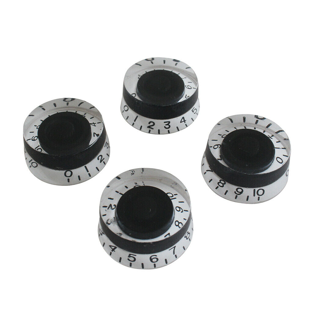 4-Piece Black Plastic Top Hat Guitar Speed Bell Knob Volume   Control Knob