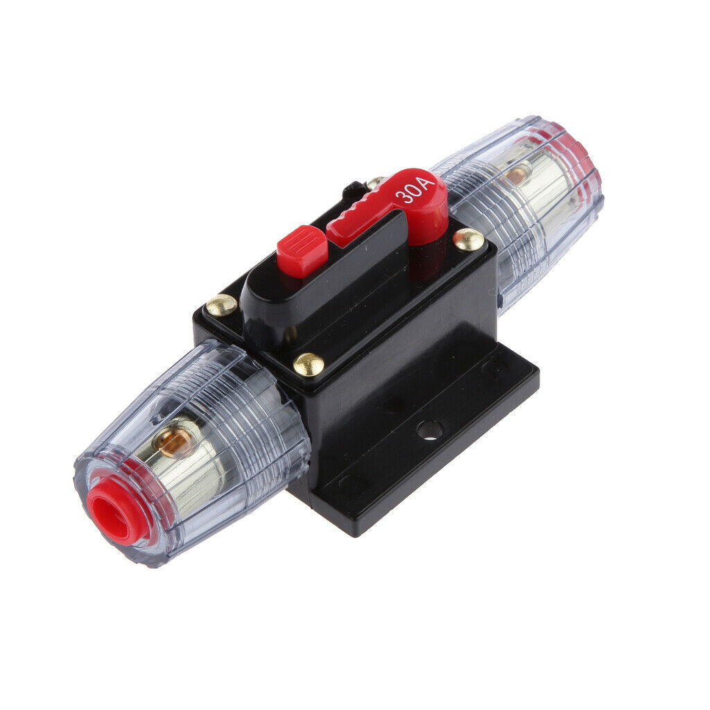 30 Amp In-Line Circuit Breaker Stereo-Audio Fuse Holder for Car RV Truck Boat