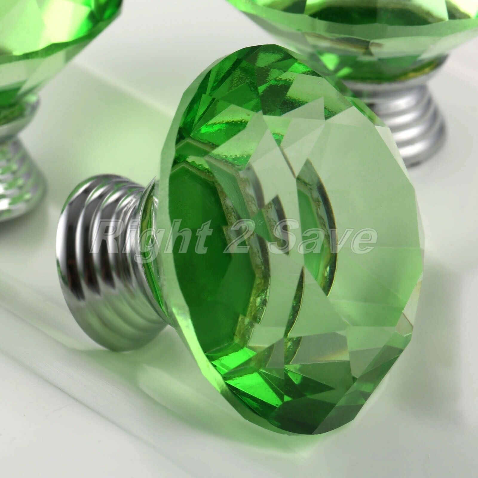 Green Knobs Crystal Glass 40mm Pull Handle Door Cupboard Drawer Cabinet 1PC
