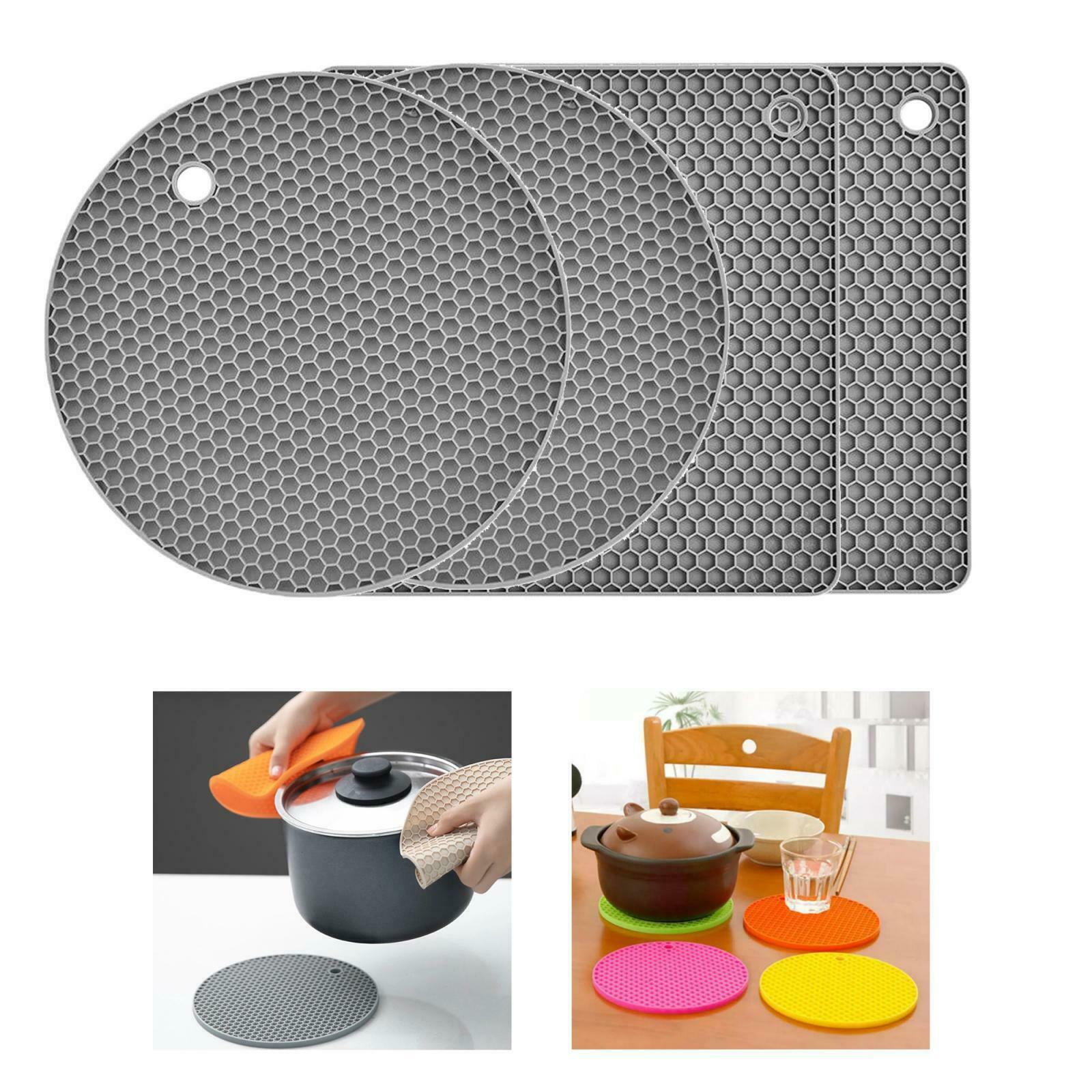 4 Pack Premium Silicone Trivet Mat Heat Resistant Pot Holder Protector