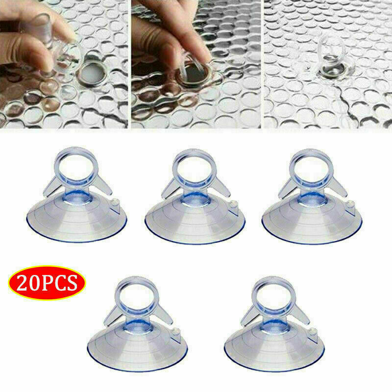 20PCS 45mm PVC Sucker Suction Cup Pads Car Sunshield Sun Shade Clear Hooks Tools