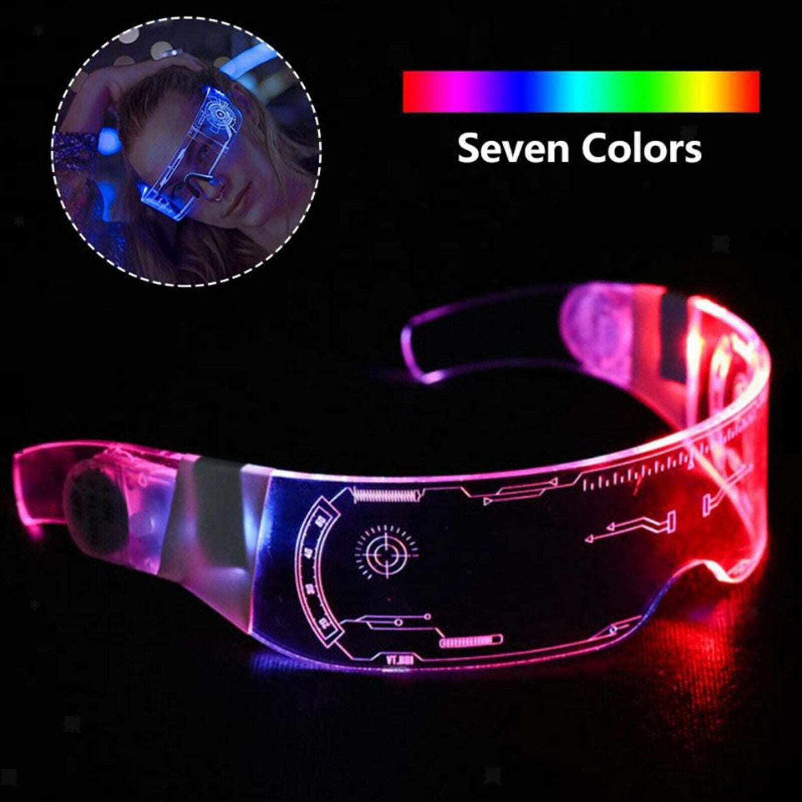 LED Visor Glasses Light Up Glow Sunglasses Eyewear Shades for Nightclub Party