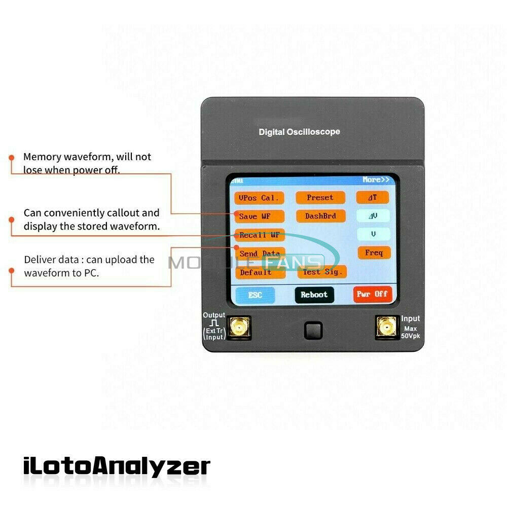 Mini Handheld Oscilloscope DSO112A 2MHz Touch Screen 2.4inch TFT Digital