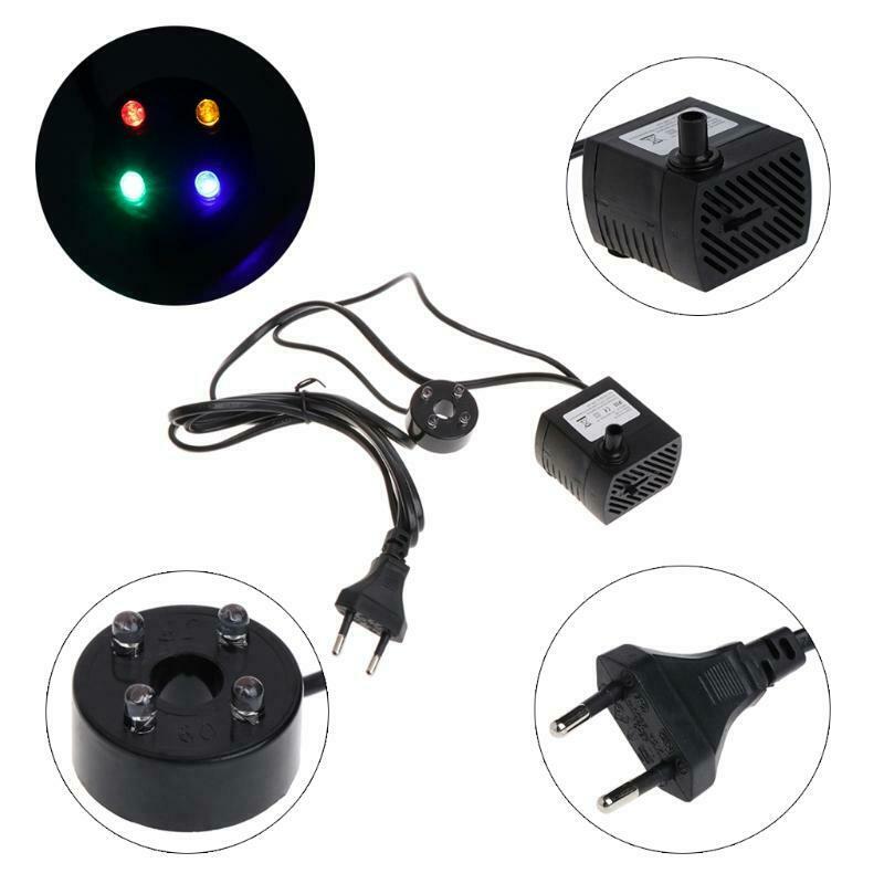 AC 220V 5W Submersible Water Pump LED Aquarium Fountain Fish Pond Tank EU Plug