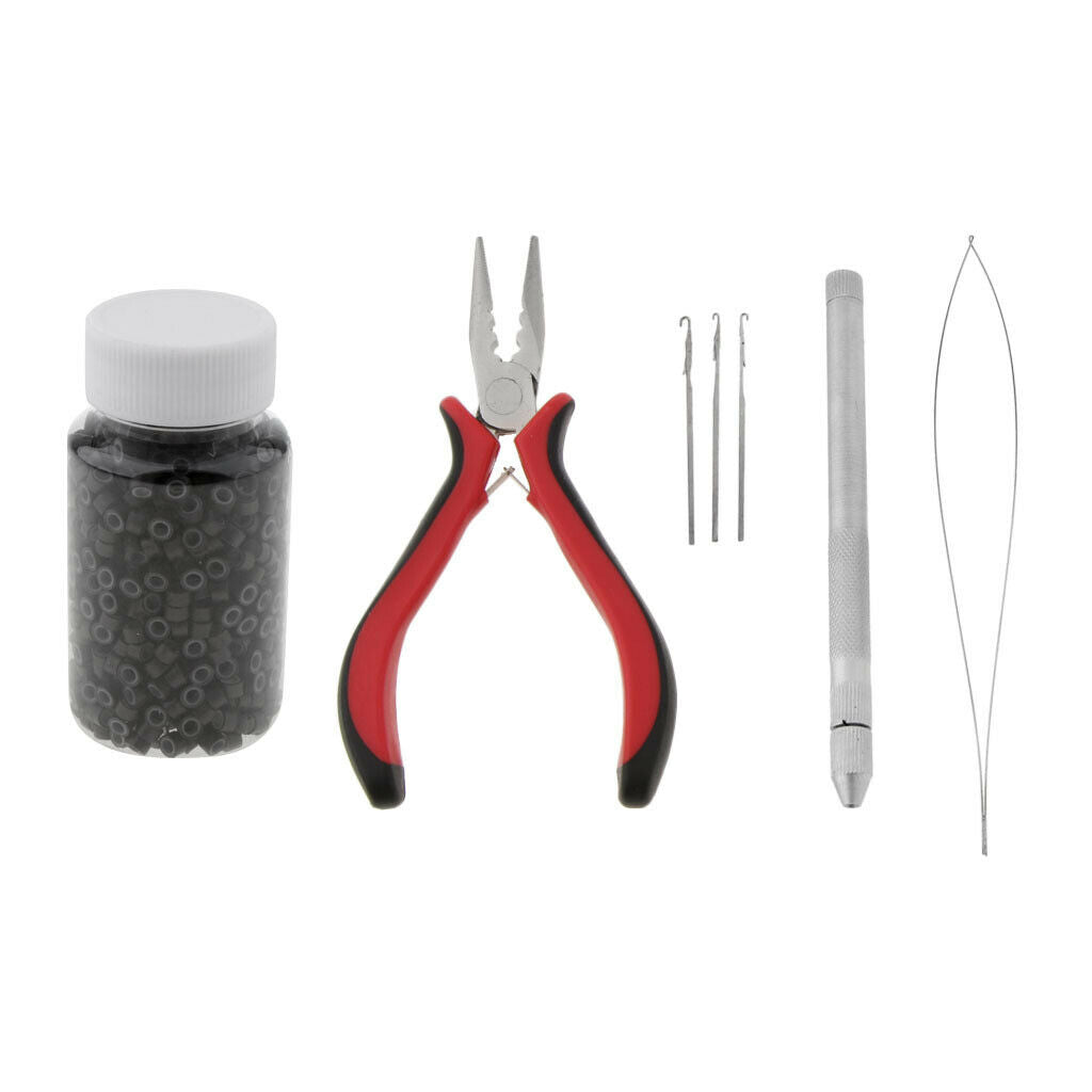 Set of Hair Extensions Tool Kit Pliers + Pulling  + 1000 Micro Beads
