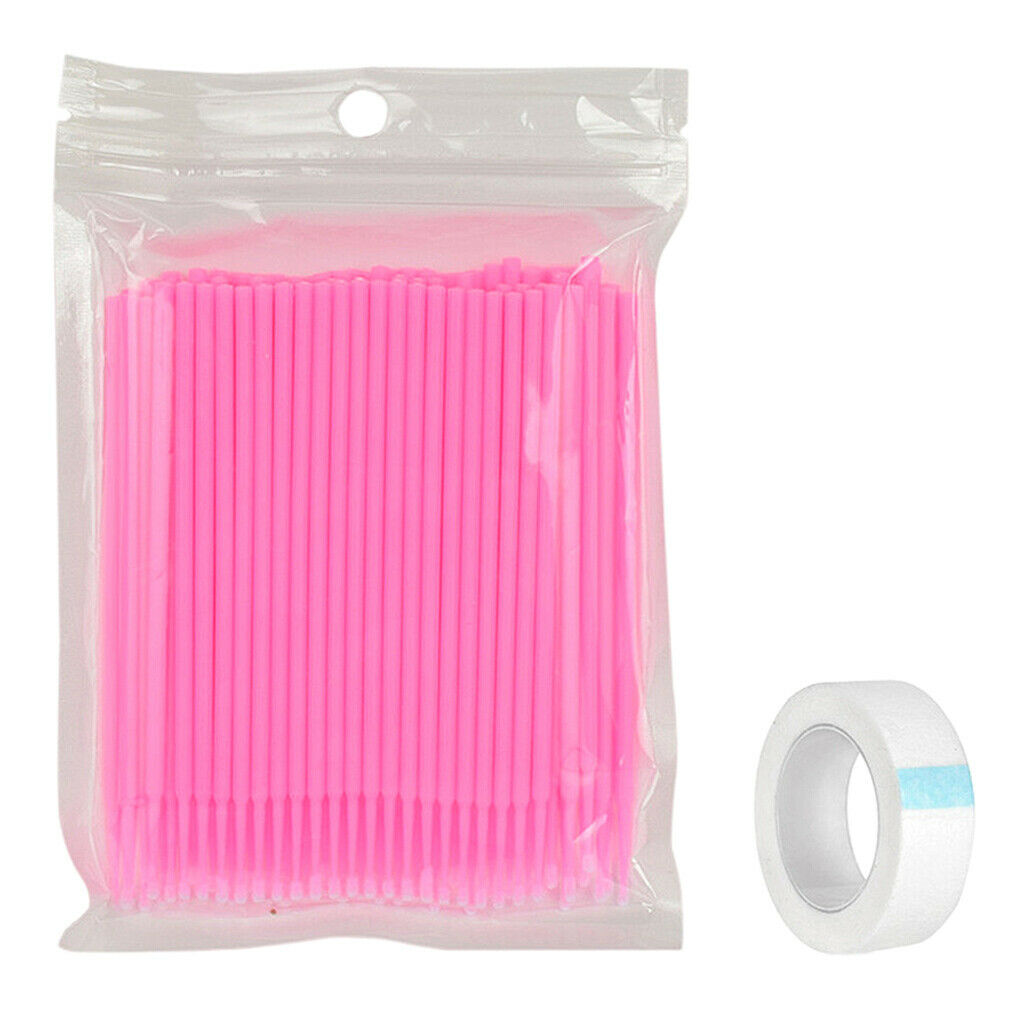 100Pcs Disposable Eyelash Extension   Swabs & Under Eye Pads Pink