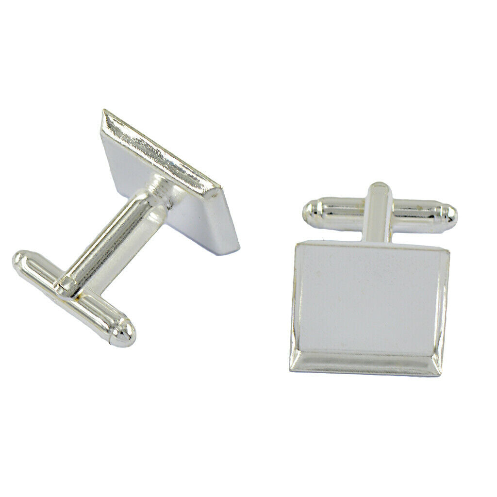6pcs   Square   Cuff   Links   Blank   Base   with   Flat   Pad   Formal