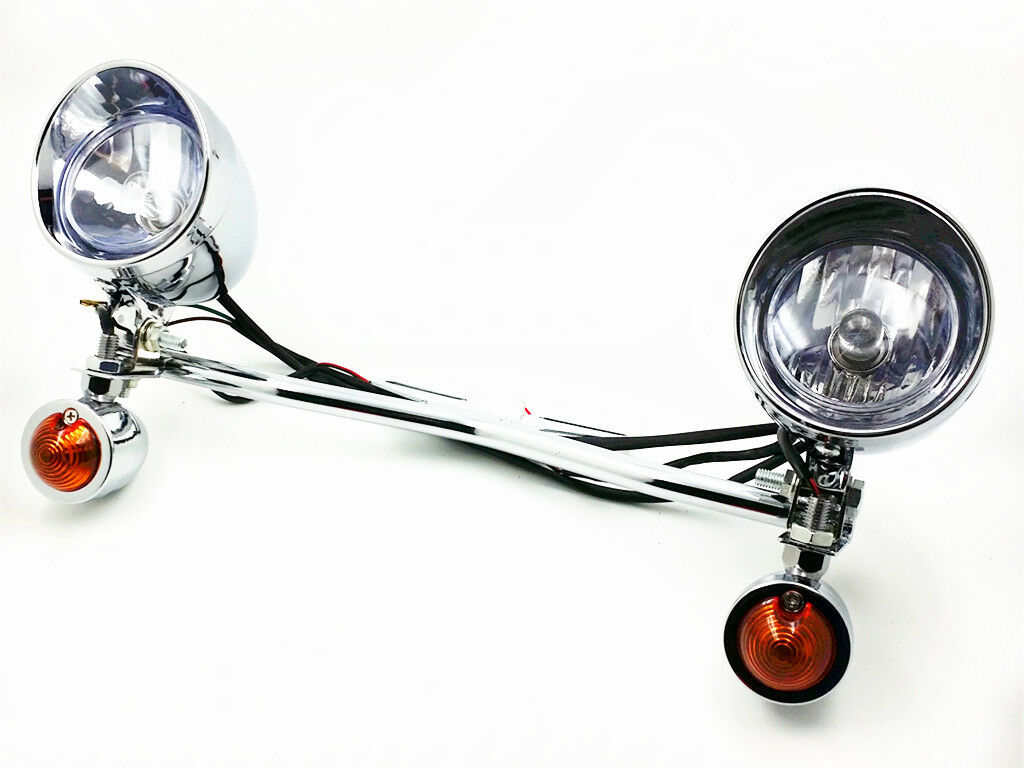 Chrome Motorbike Turn Signal Spot Fog light For Suzuki Cruiser Touring Chopper