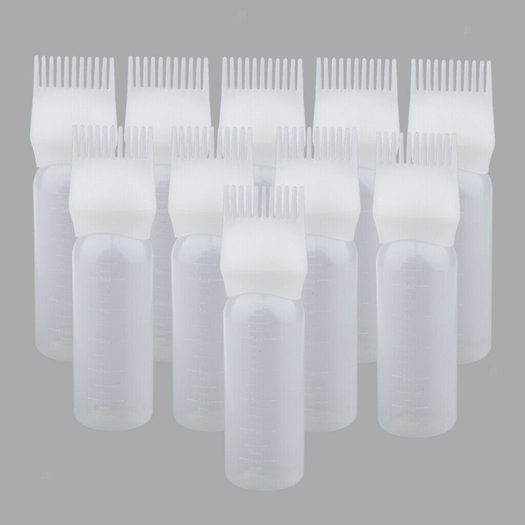 10Pcs 60ml Hair Dye Bottle Applicator Scalp Treatment Highlight Comb White