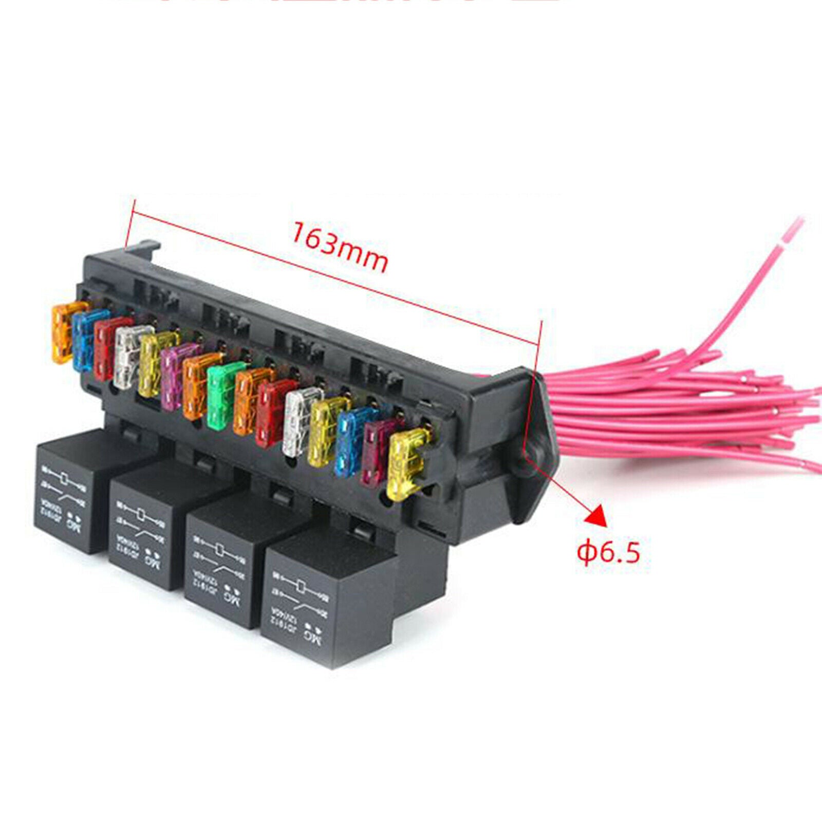 Car Boat 15-way Fuse Box Block Holder w/Relay Socket Base Wiring Harness