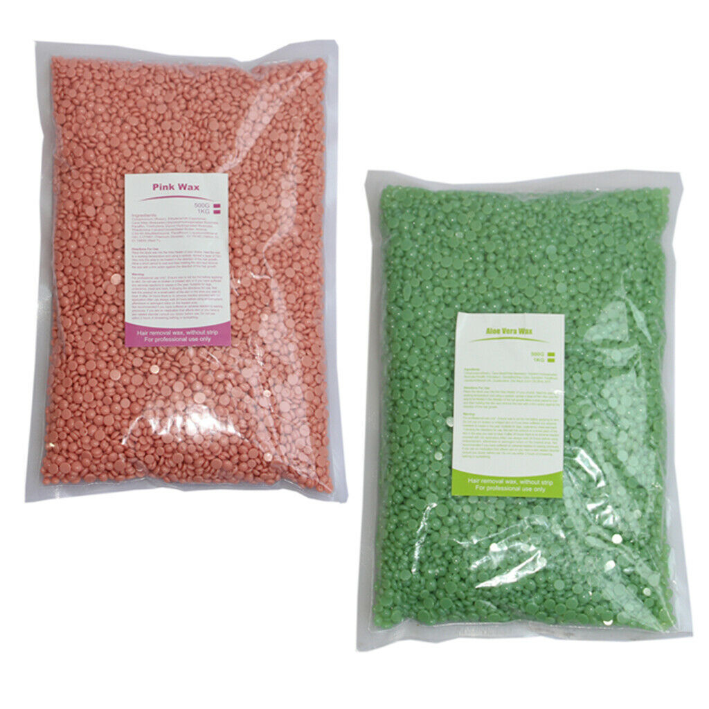 2 Bags 1000g Hard Wax Beans Hair Removal Depilatory Back Bikini Body Waxing