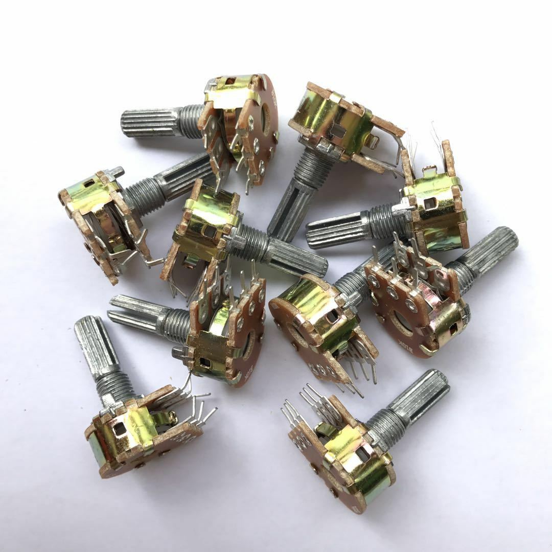 5Pcs B50K 50K WH148 20mm 6 Pin Dual Stereo Linear Potentiometer Double Rotary