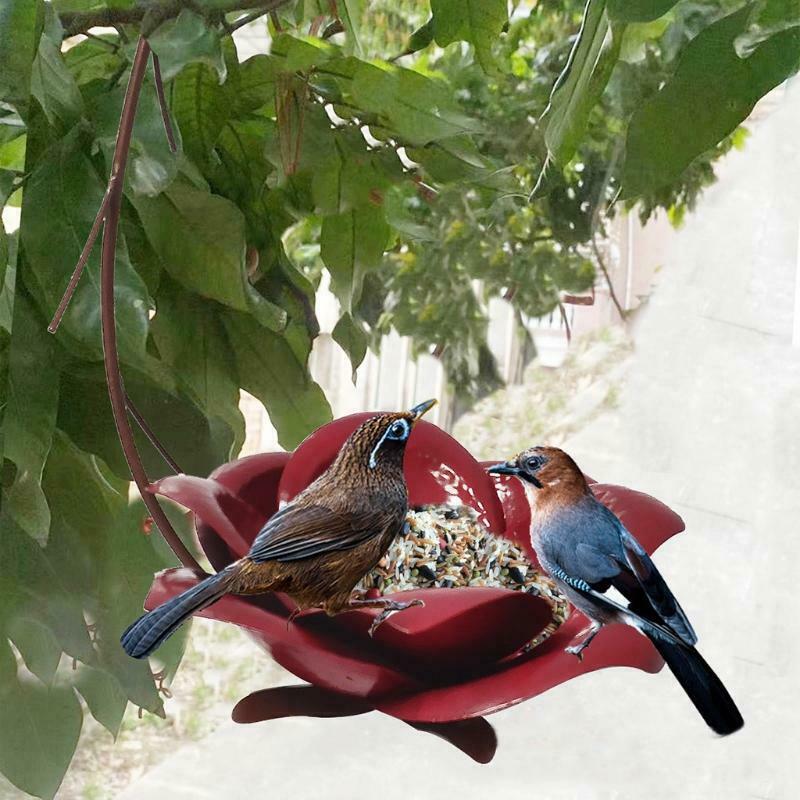 Wild Bird Feeder Metal Flower Outdoor Hummingbird Feeders Hanging Food Storage