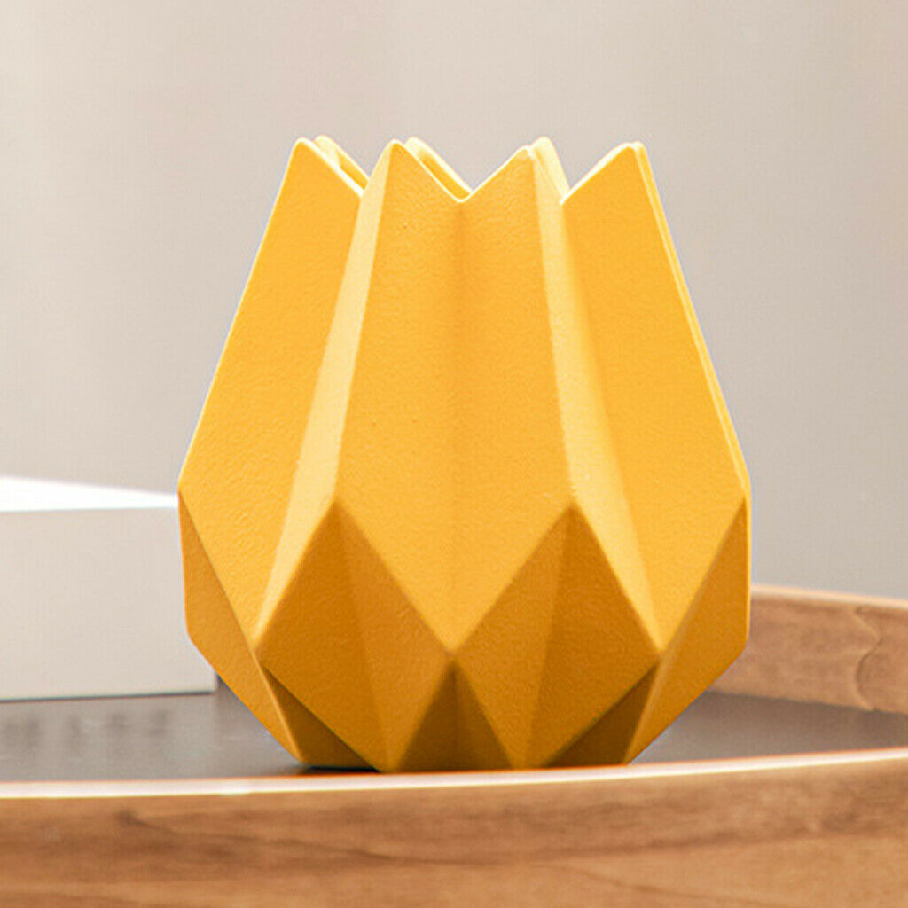 Imitation Origami Ceramic Flower Vase Furnishing Home Desktop Decor Yellow