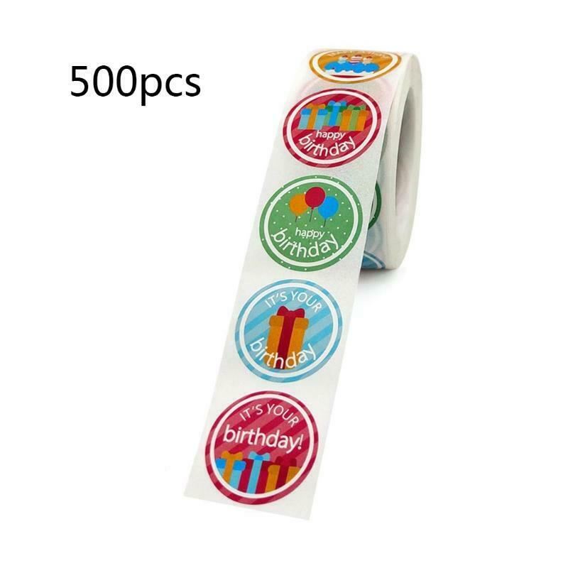 500 Pcs Round Birthday Wishes Label Stickers Present Package Decor Craft