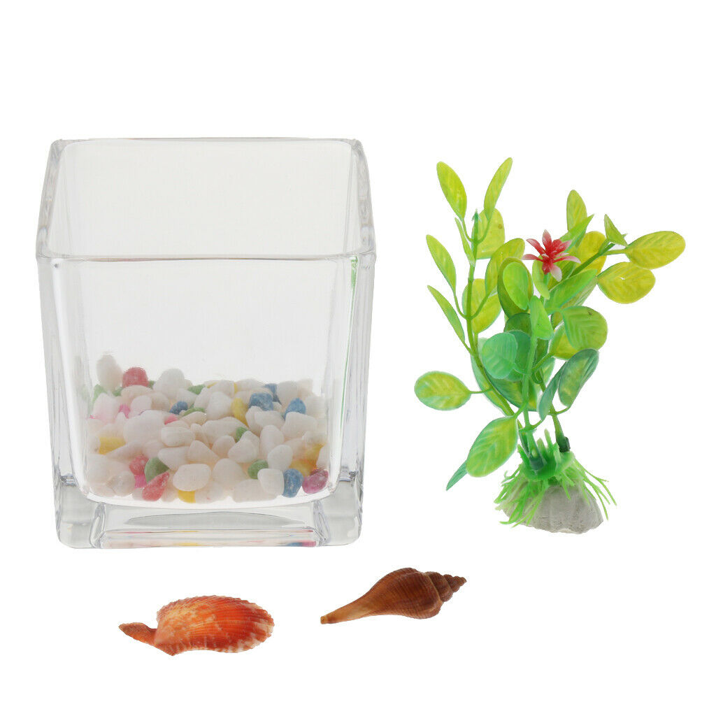Square Transparent Glass Bowl Clear Vase Fish Turtle Tank Jar Wedding Decor
