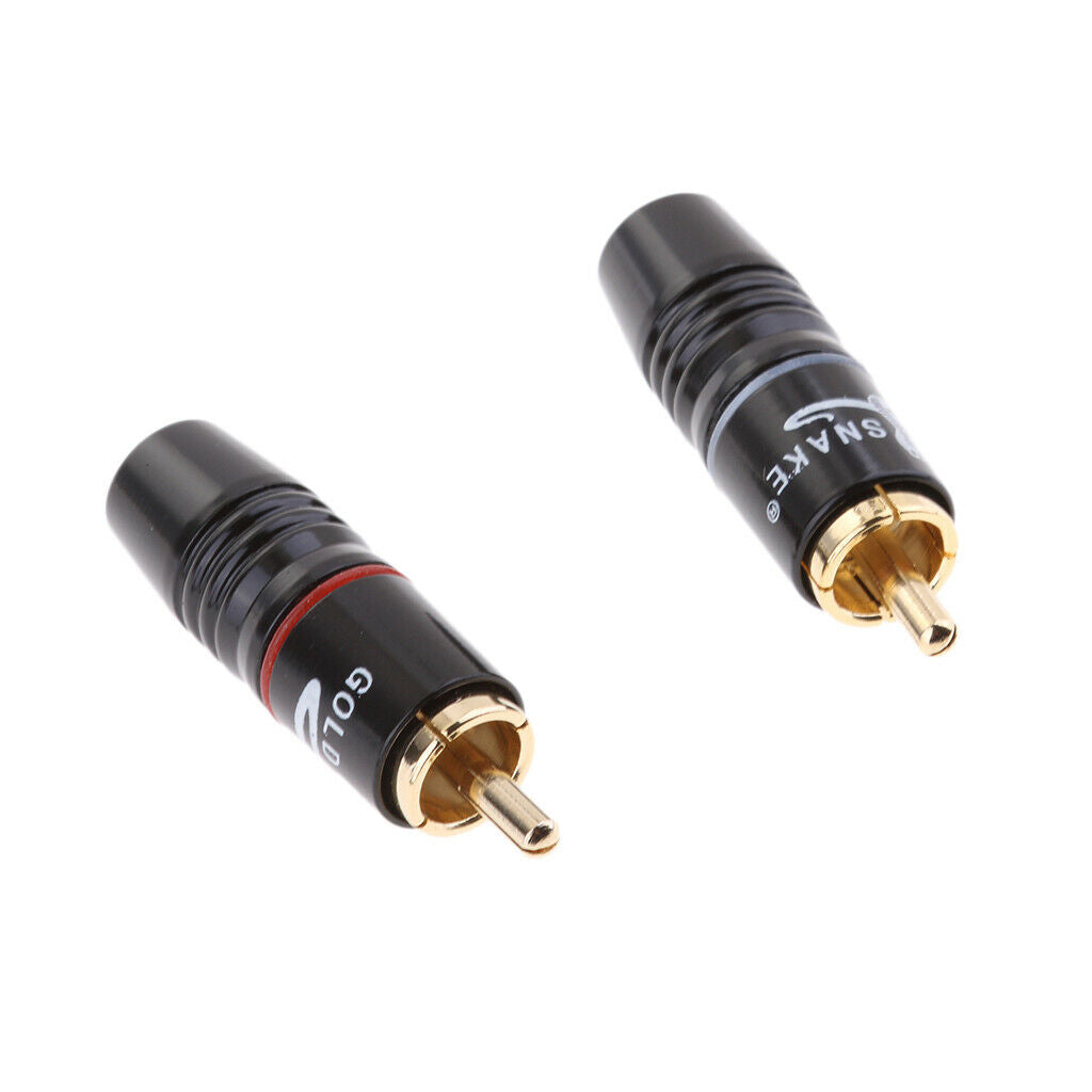 2x RCA Plug Audio Soldering Connector Adapter Copper AV RCA Plug