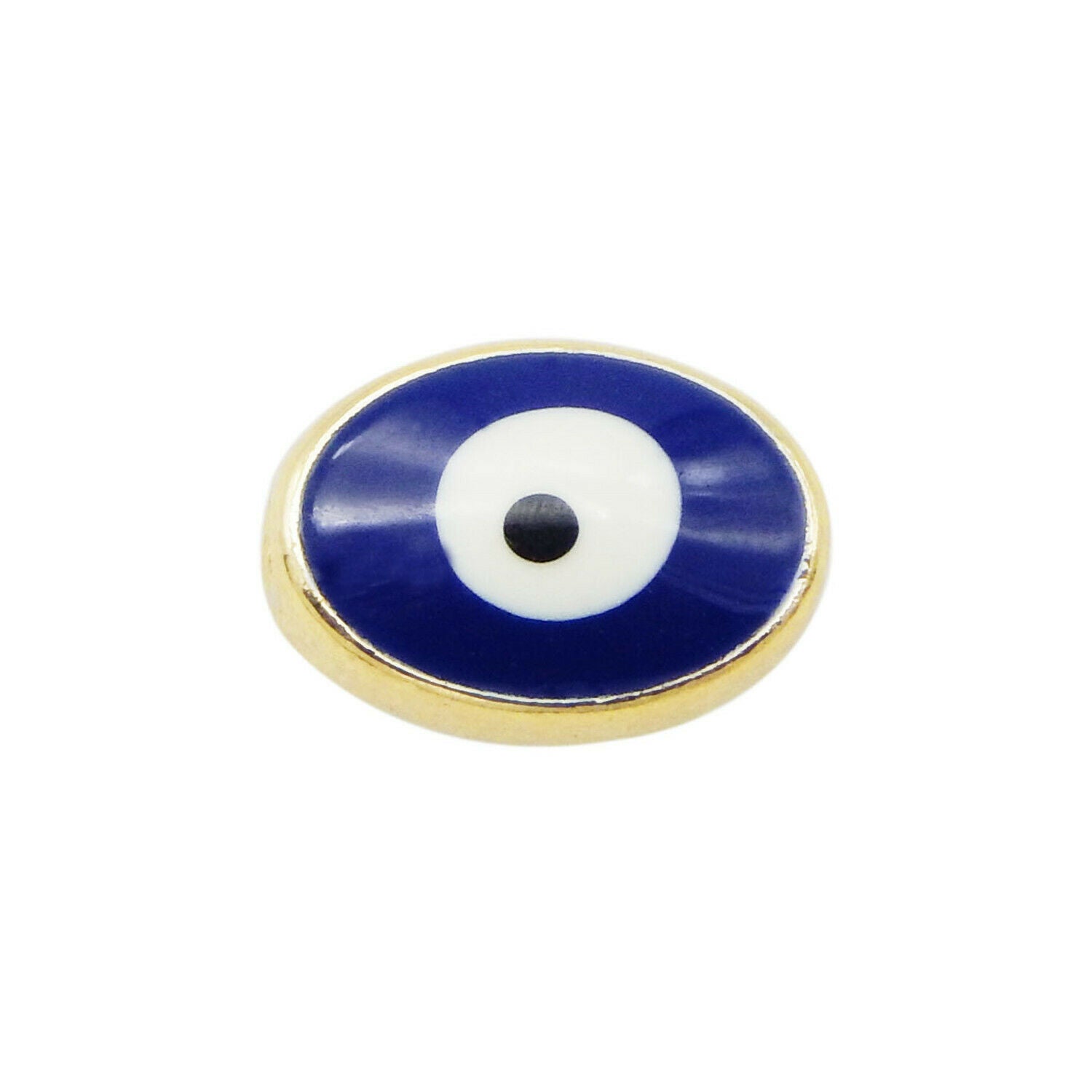 12 Evil Eye Enamel Spacer Bead Oval Loose Beads for Bracelet Necklace DIY 10*6mm