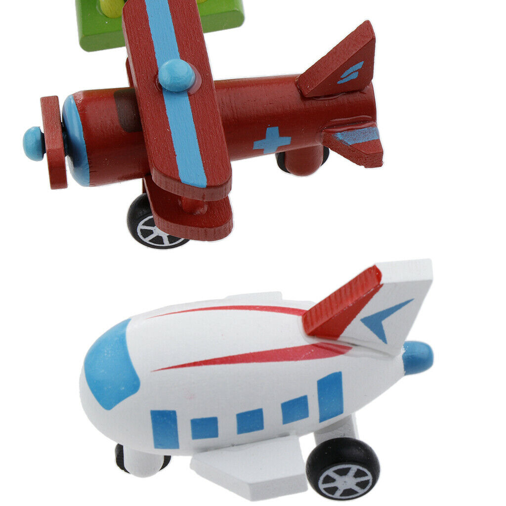 12pcs Early Explorer Wooden Plane Aircraft Colorful Toys for Baby Toddlers