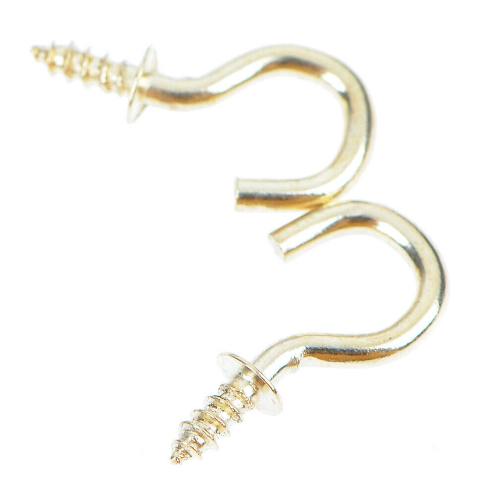 20Pcs 1/2 Inches brass plated cup hooks coat peg hanger high quali.l8