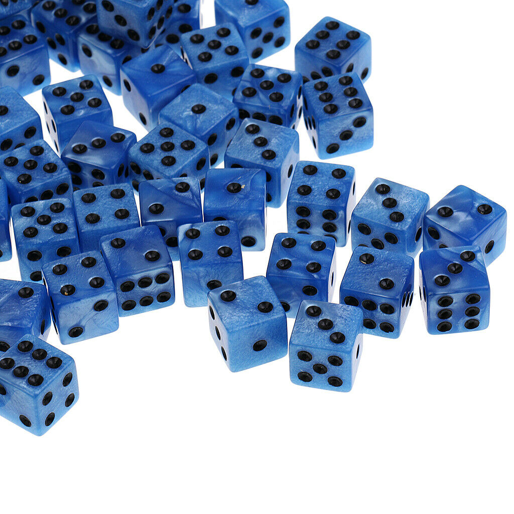 100PCS  6-sided Dice Spot Dice 14mm for Board Games, Party Games Dice Blue