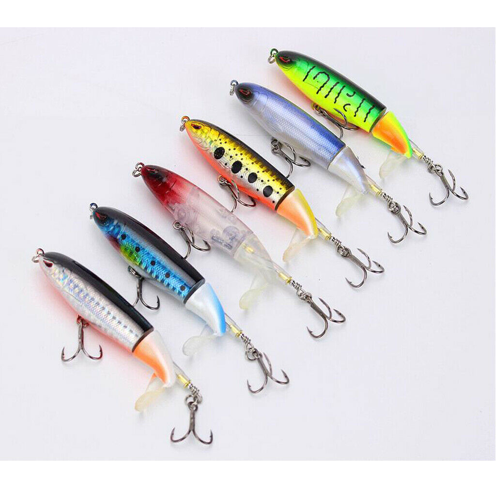6x Topwater Fishing Lure Rotate Tail Artificial  Bait 9cm 13g
