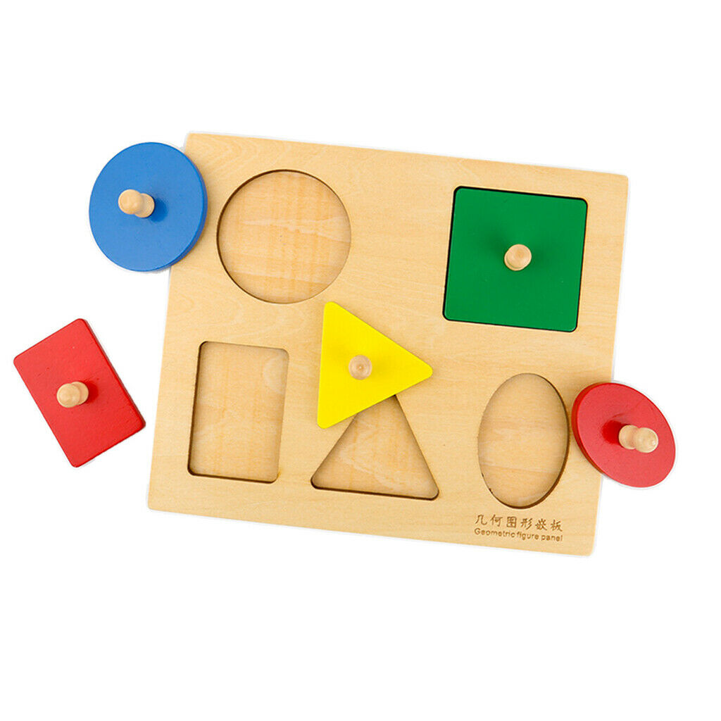 Wooden   Geometry Blocks Sorting Peg Puzzle Jigsaw Game Toddler