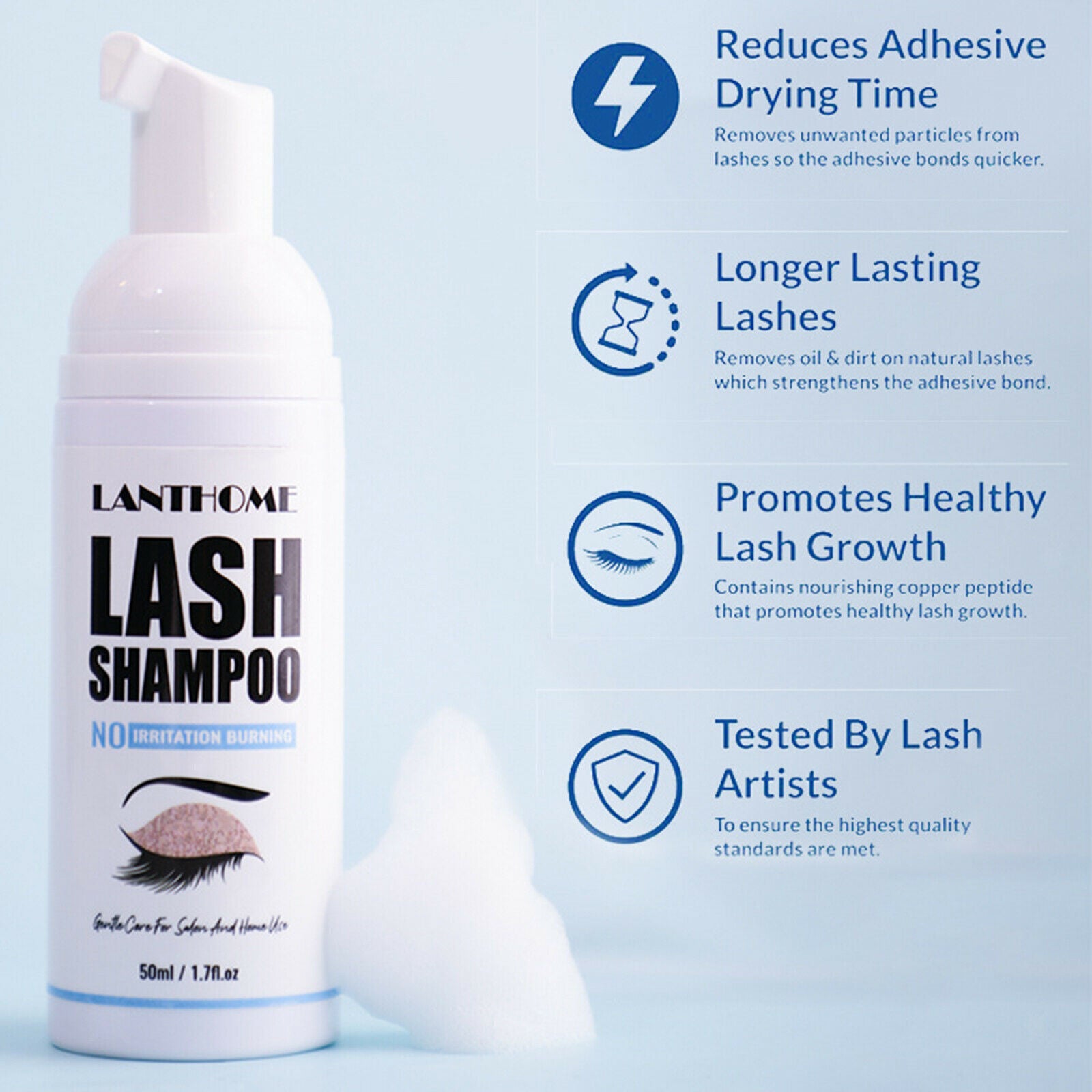 Eyelash Extension Shampoo Lash Foam Cleanser Gentle Formula for Mascara 50ml