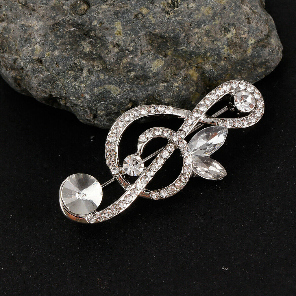 2PCS Music Shape Rhinestone Brooch Corsage Breastpin Pin For Music Lover