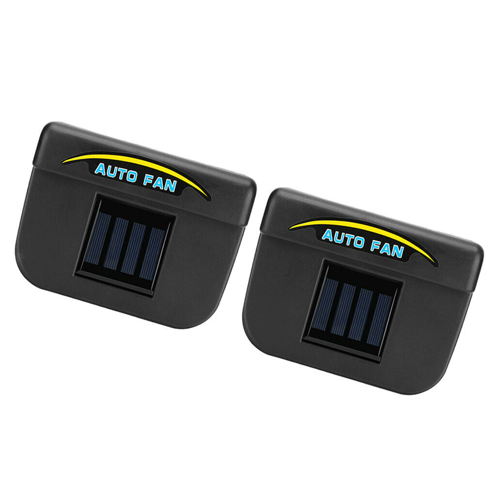 2pcs Sun-Powered Car Windshield Air Vent Exhaust Fan Radiator Ventilation
