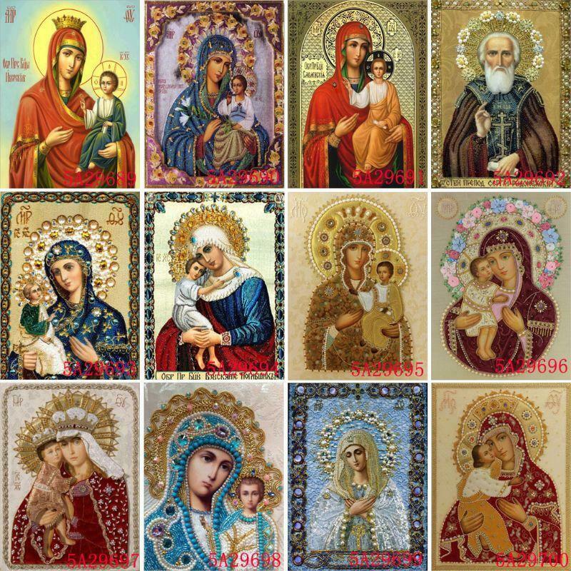 Religious Flower 5D DIY Full Drill Diamond Painting Embroidery Rhinestones Cross