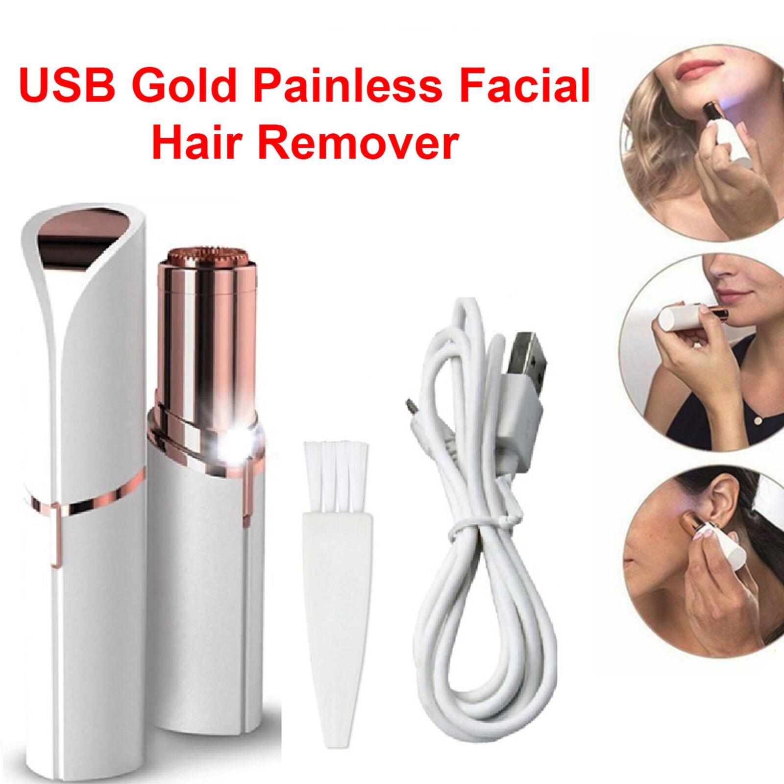 USB Women Hair Shaver Touch Hair Epilator Finishing Remover Painless Facial