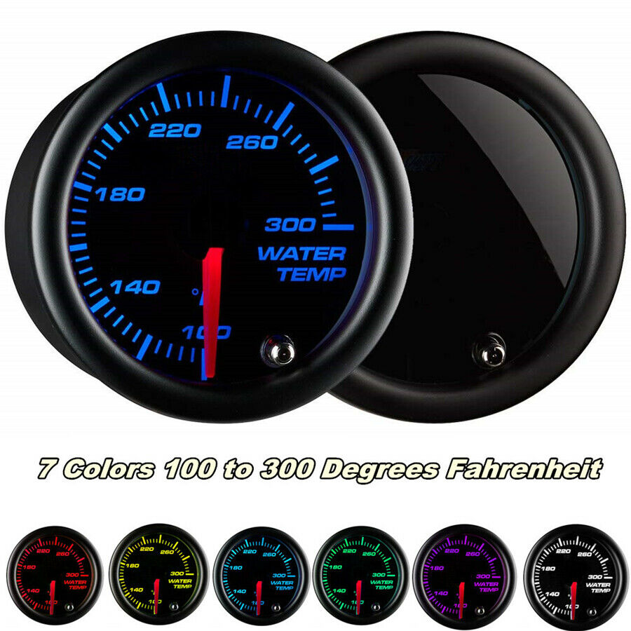 Black 52mm 7 Color LED Water Coolant Temperature Temp Gauge Meter - Â°F