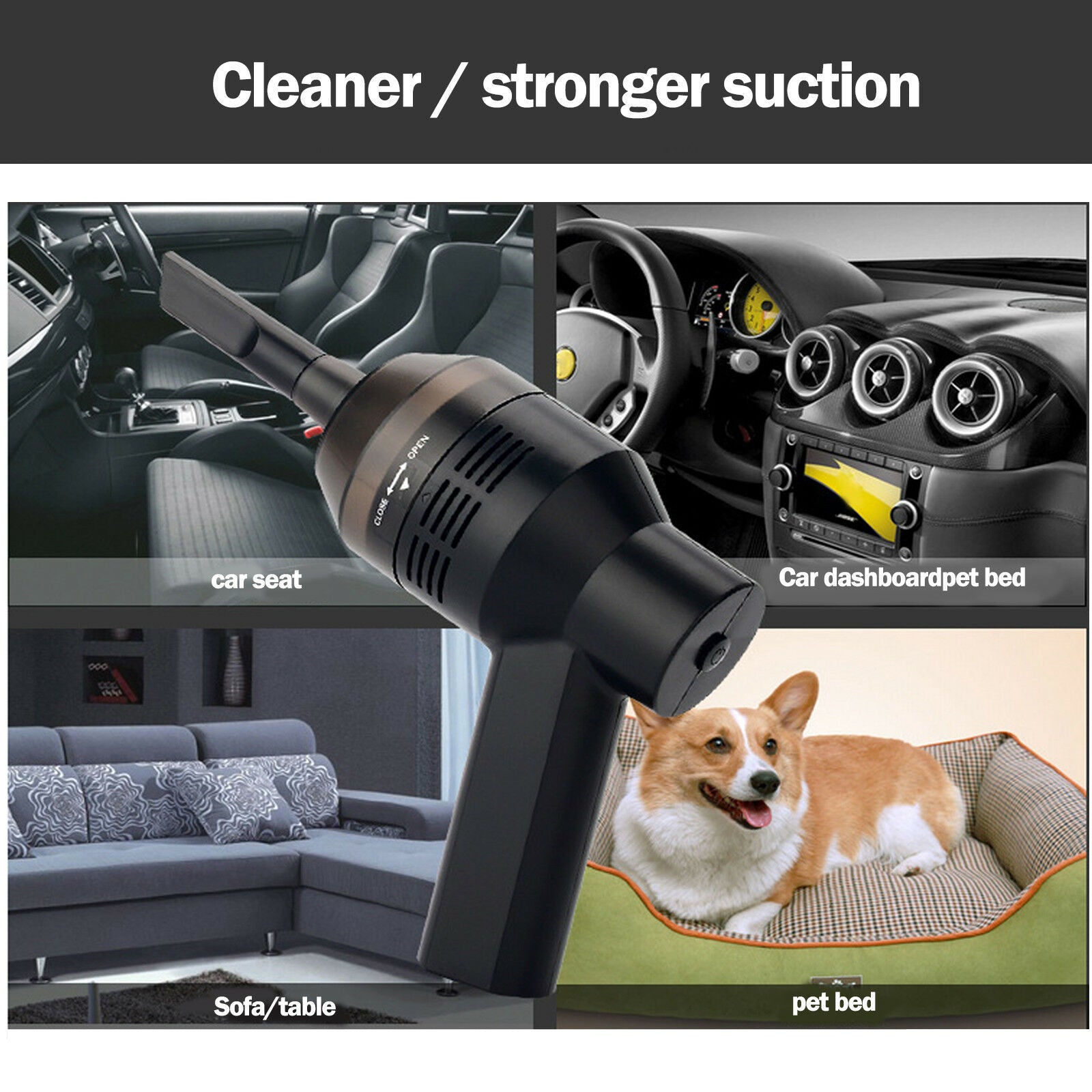 Mini Cordless Handheld Vacuum Cleaner Battery Powered VAC with Dust Bag