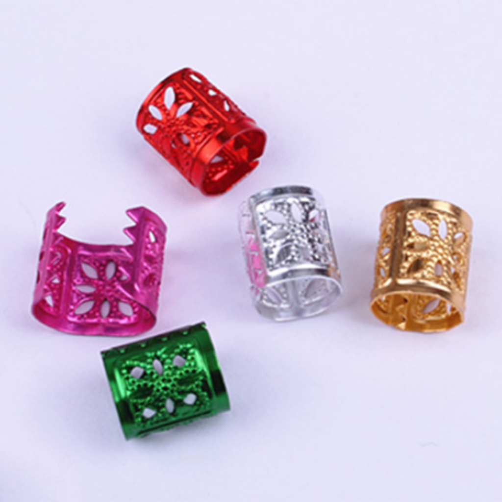 100pcs Dreadlock Beads Dread Lock Cuffs Braid Rings Hairdressing Jewelry Set